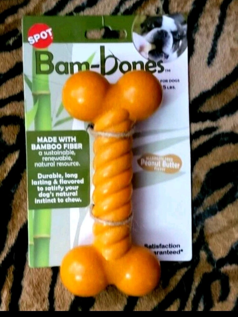 Spot Dog Dental Bone Twist Chew Toy Bam Bones Peanut Butter 6 In Sm Med Sz.